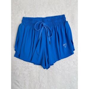 Luogongzi 2 in 1 Flowy Running Shorts Yoga Athletic Womens Small Bright Blue